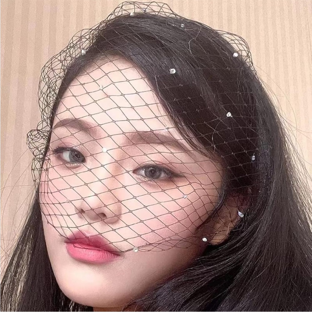 Bridal way rhinestone mesh veil